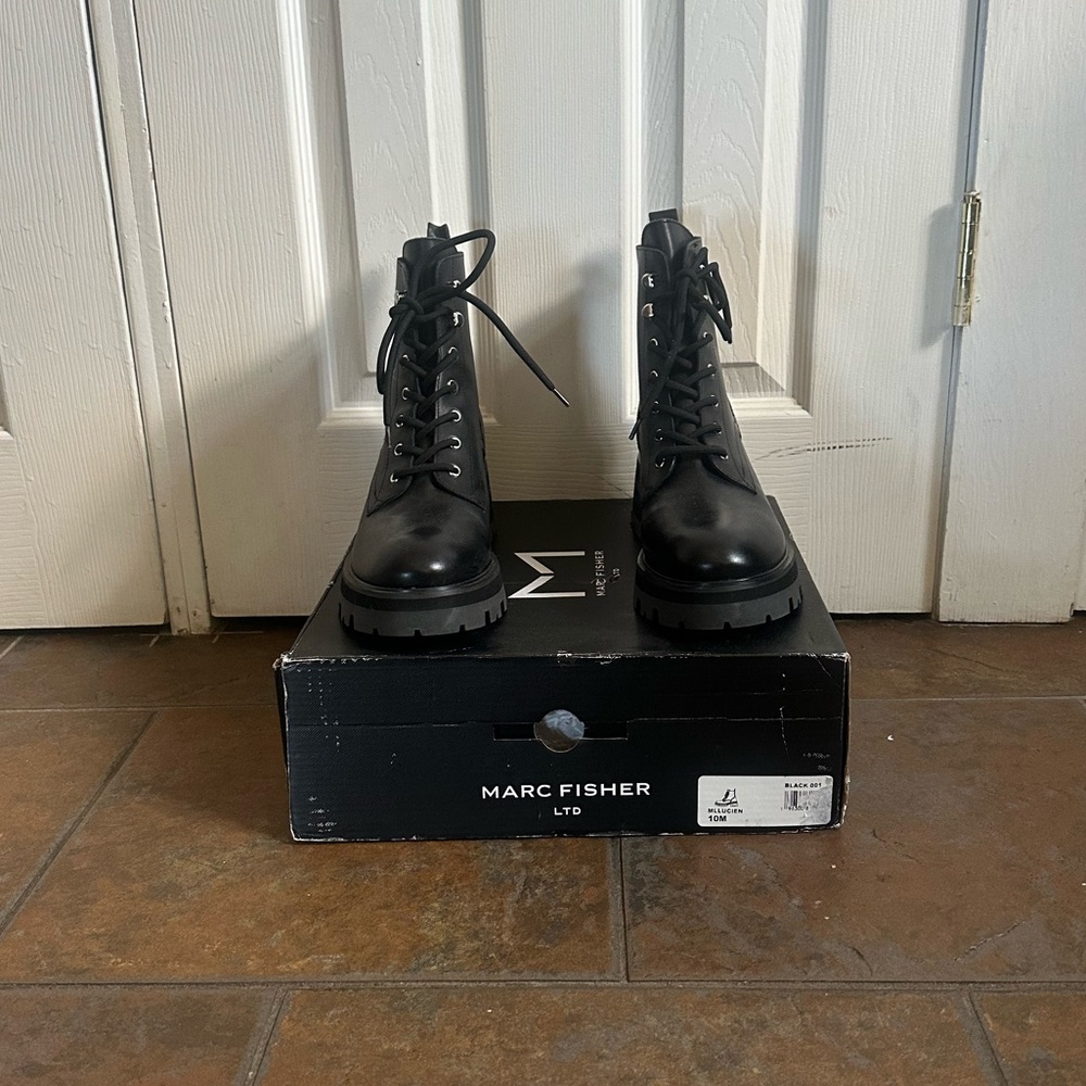 Marc Fisher Black Lace-Up Boots NWT